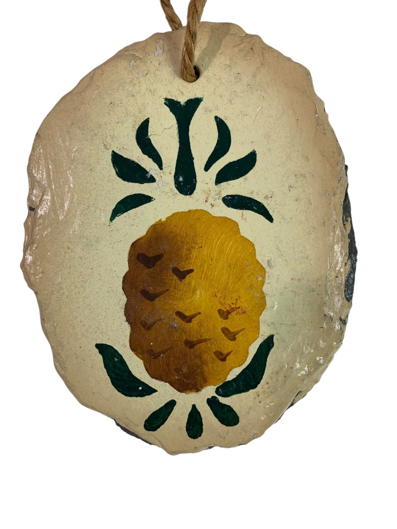 Small Painted Slate Doorknob Wall Hanging Pineapple 5 Inch