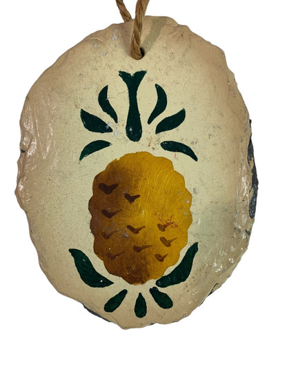 Small Painted Slate Doorknob Wall Hanging Pineapple 5 Inch