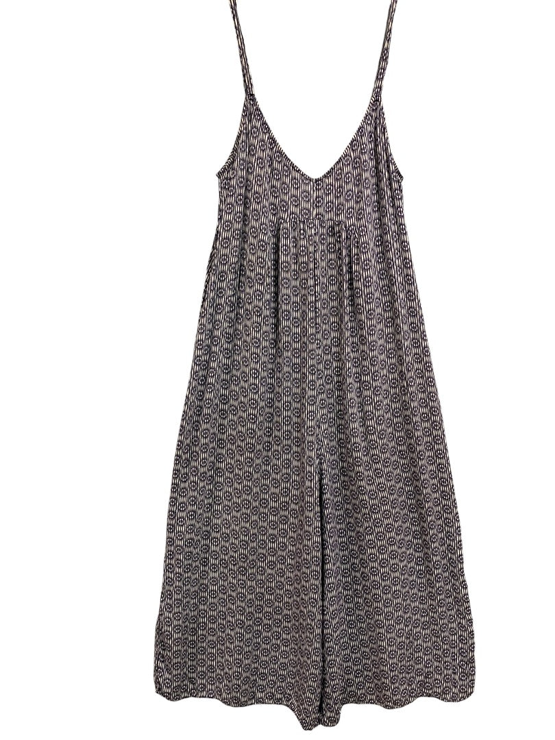 XS Floreat Romper Womens Navy Blue Print Sleeveless Jumpsuit Capri Crop
