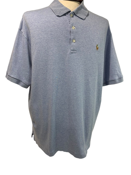 1XB Polo Ralph Lauren Big Mens Blue Heathered Golf Shirt Soft