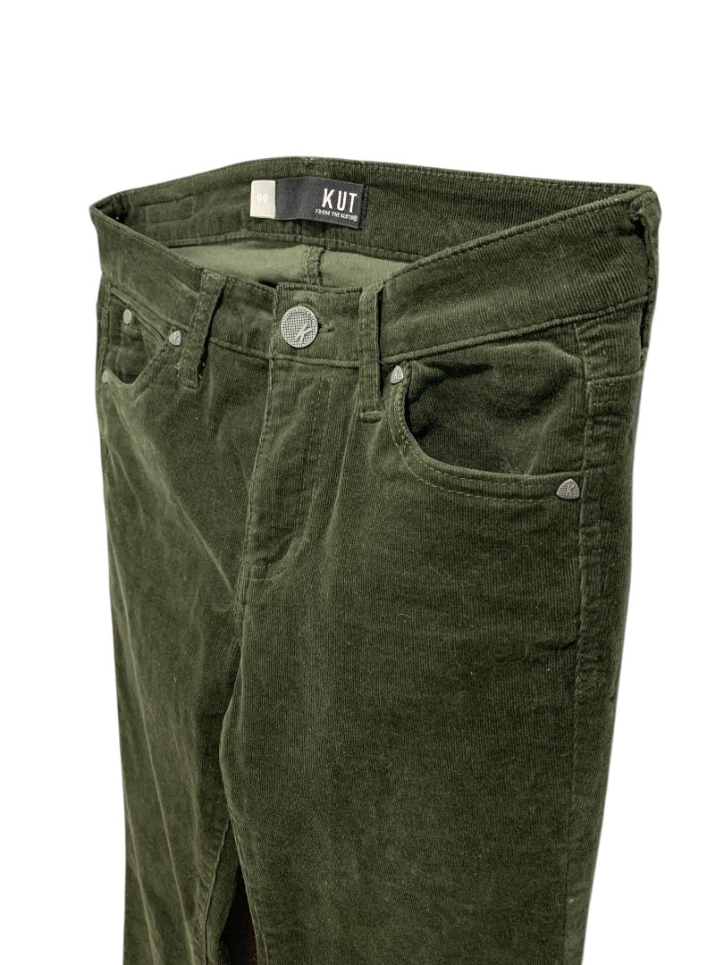 Size 00 Kut from the Kloth Womens Diana Fab Ab Skinny Corduroy Dark Green