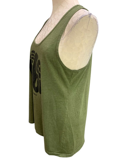 XXL Soul Flower Womens Olive Green Tank Top Good Vibes