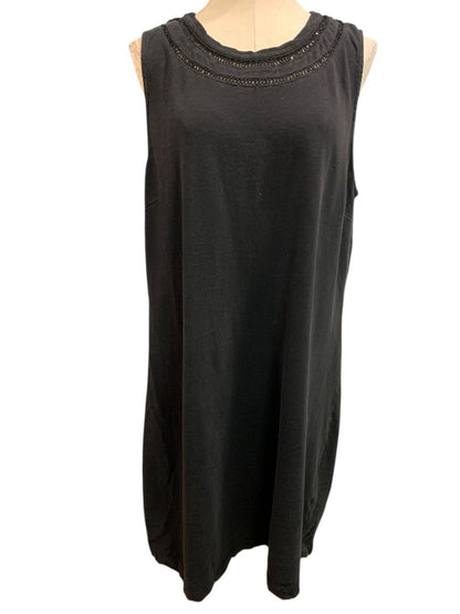 XL Talbots Shift Dress Sleeveless Black Knit Cotton
