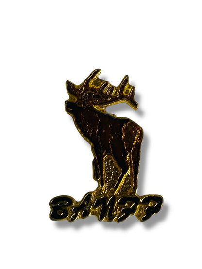 Vintage Banff Canada Resin Moose Elk Lapel Pin 1" Goldtone