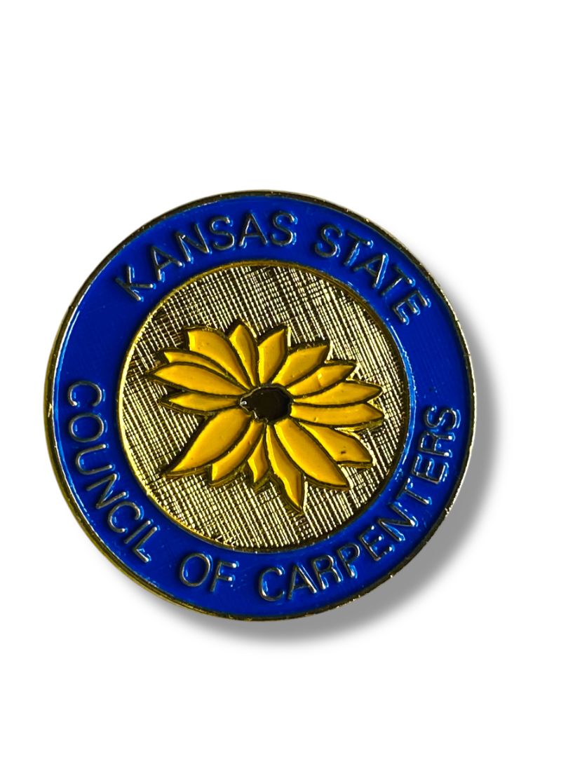 Vintage Kansas State Lapel Pin Council of Carpenters 1" Flower