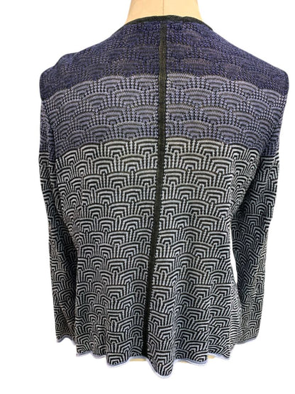 Small Nic+Zoe Womens Summer Knit Blue Open Cardigan Linen Blend