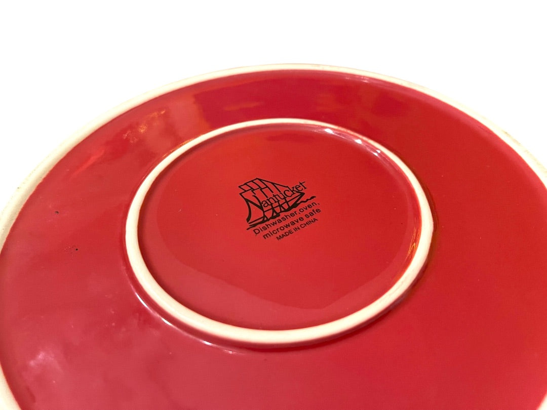 10" Nantucket Home Wreath Pie Plate Red Baking Dish Christmas