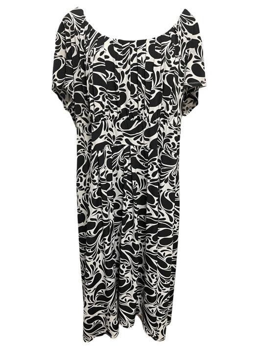 28W Merona Shore Sleeve Top Lined Long Dress Black & White