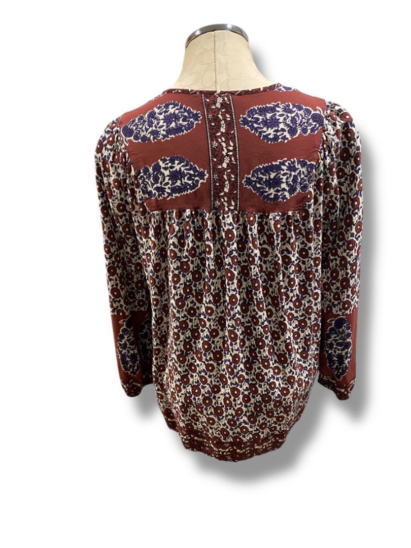Size Large Lucky Brand Womens Pullover Boho Blouse Soft Rayon