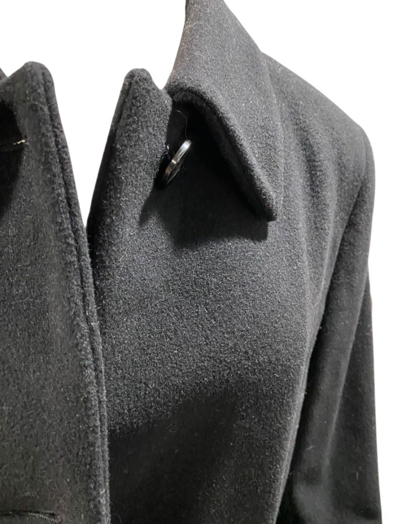 Size 14 Larry Levine Womens New Lambswool Cashmere Dress Coat Black Vintage