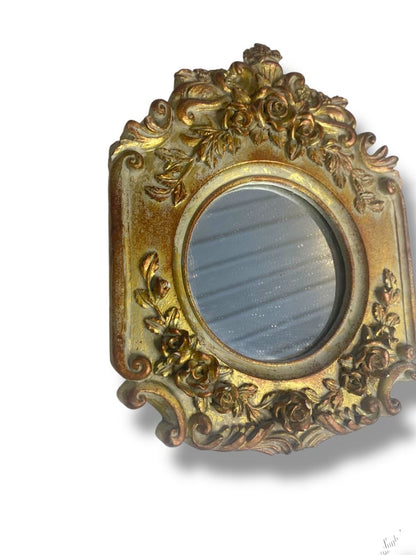 Small Wall Hanging Accent Mirror Shabby Chic Resin 5.25"h x 4.75"w