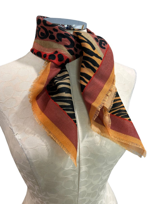 Women's Animal Print Acrylic Scarf 28" Square Made in Japan