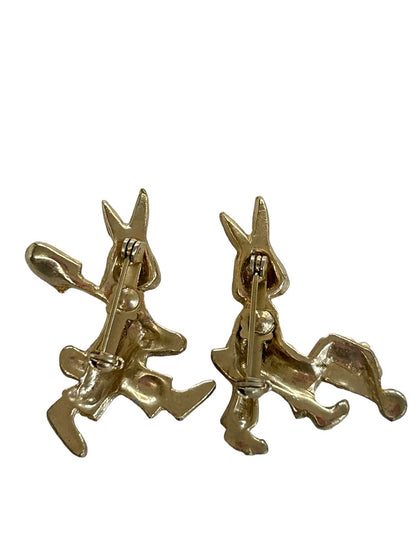 Vintage Scatter Pins Set of 2 Rabbit Farming Bunny Enameled 1.25"