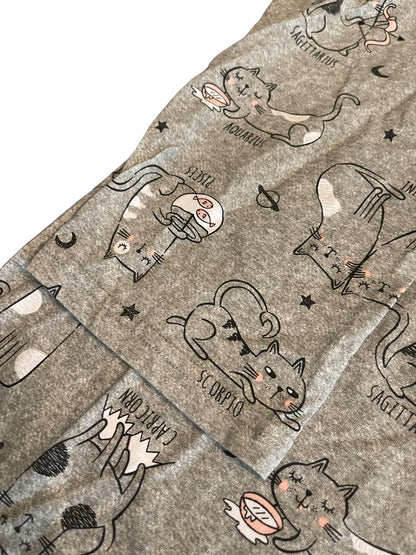 3X Enjoynight Cat Horoscope Pattern Womens Night Shirt New Gray