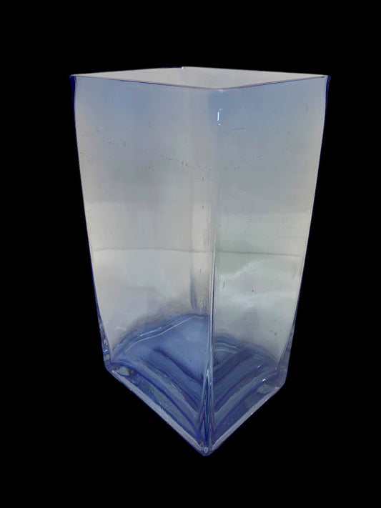 Blue Art Glass Rectangular Vase 9 Inch High