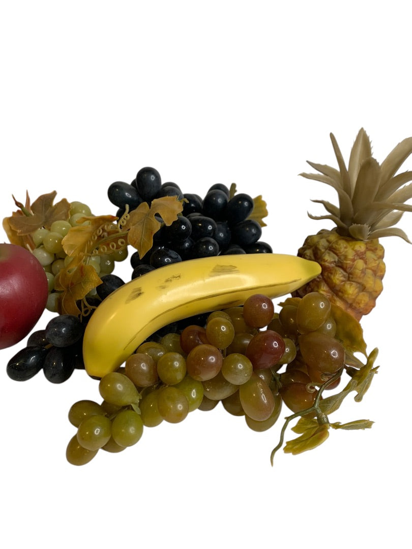 1960s Rubber and Plastic Fruit Decor Grapes Apple Pineapple Banana