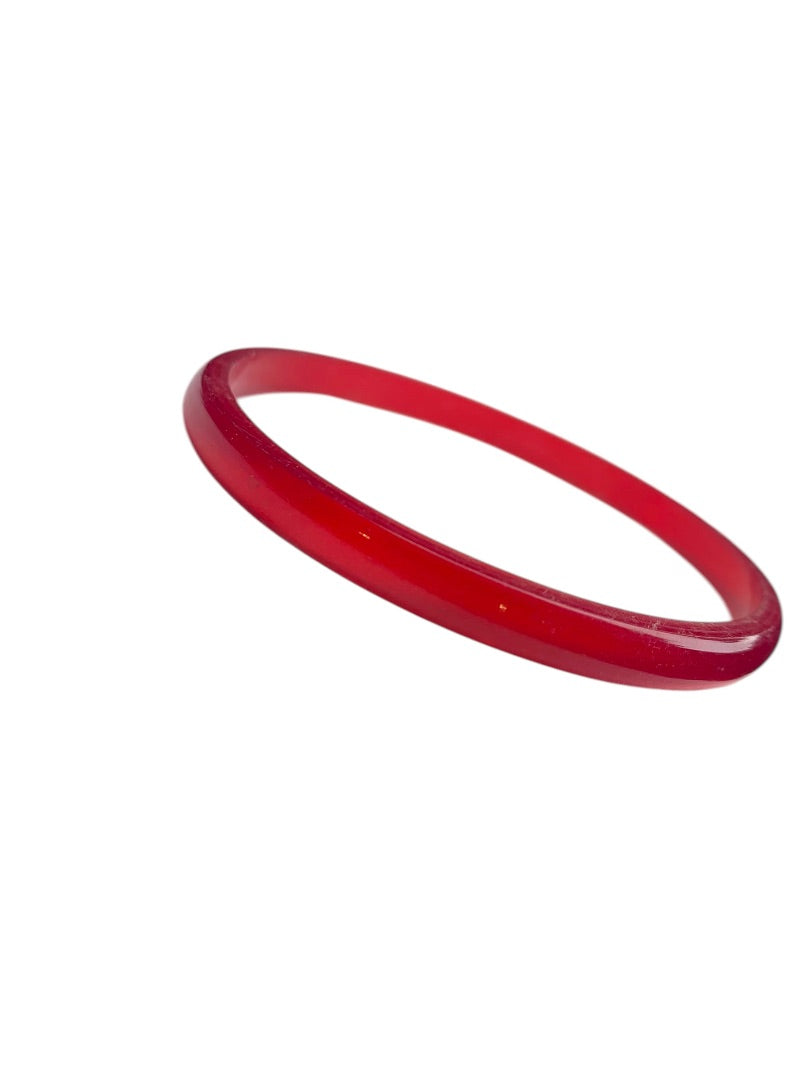 Vintage Red Acrylic Bangle Bracelet 2.6" Thin .2"