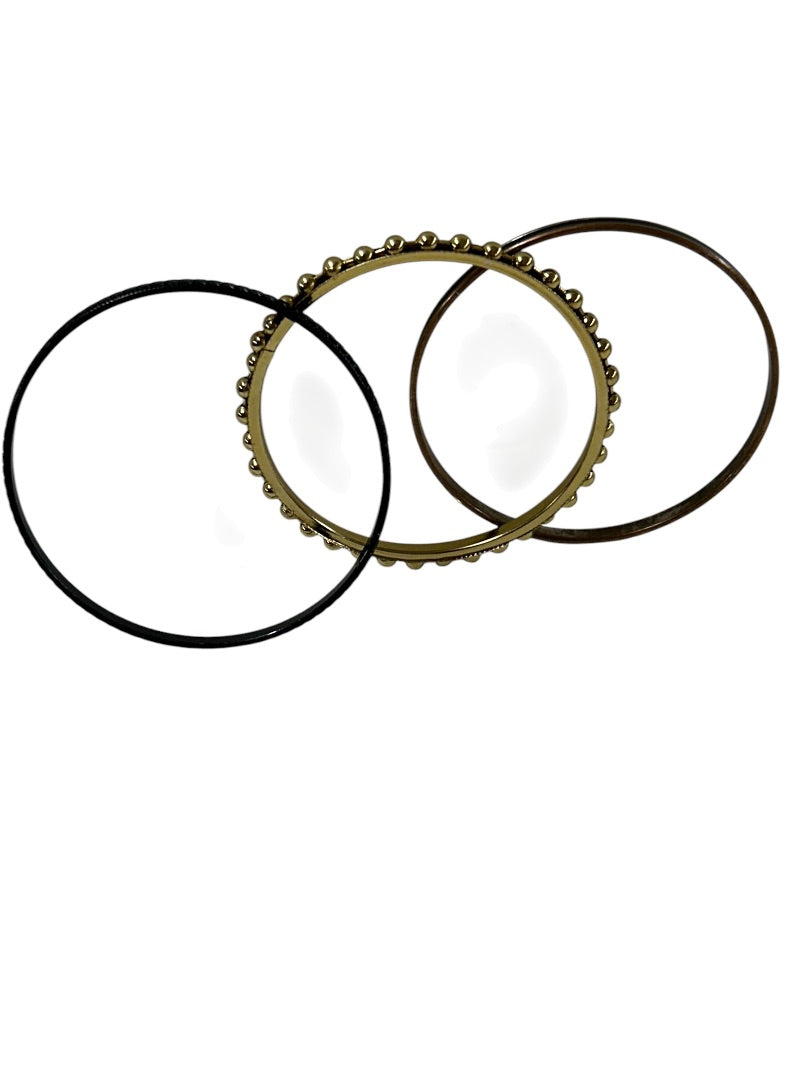 Set of 3 Mixed Metals Bangle Bracelets 2.5 Inch Inside Diameter
