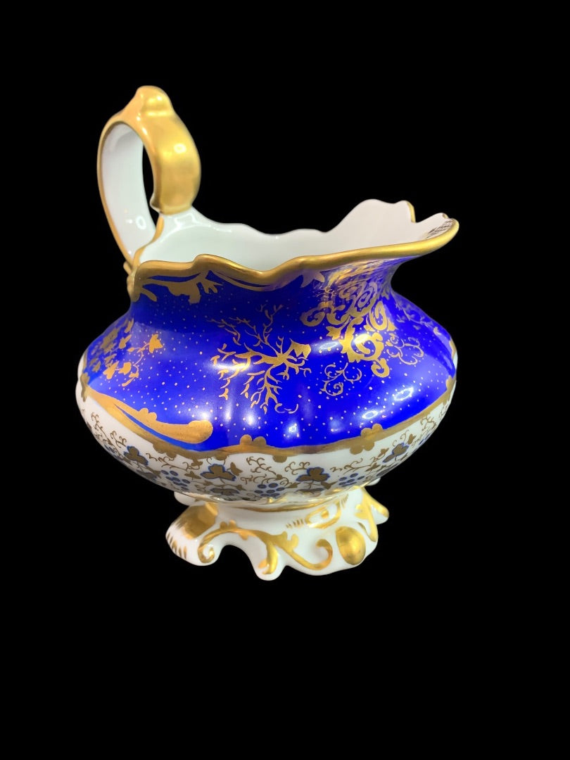 1980s Frankin Mint Fine Porcelain Creamer Collection Blue Gold 4 Inch