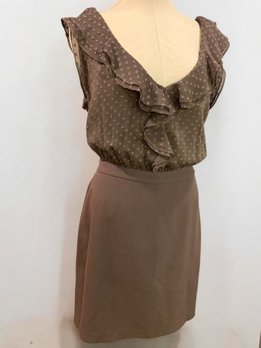 Size 12 Ann Taylor LOFT Dress Brown Sleeveless Blouse Bodice