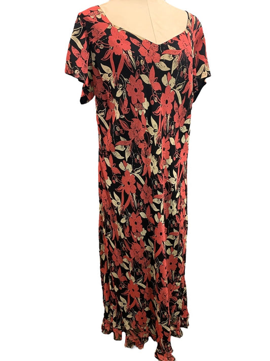 Size 18W Style & Co Woman Pullover Floral Maxidress Lined Rayon