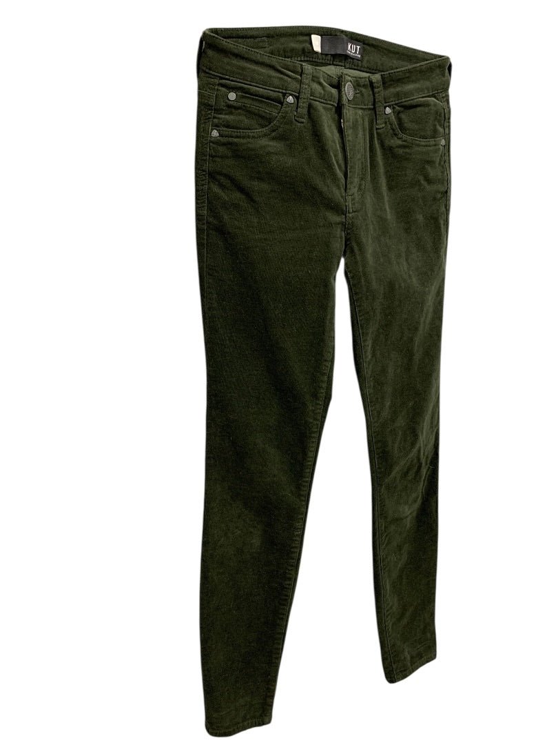 Size 00 Kut from the Kloth Womens Diana Fab Ab Skinny Corduroy Dark Green