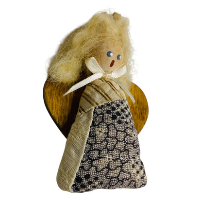 1990 Quilt Angel Pin Brooch Folk Art 3.5" Signed Sara Carr