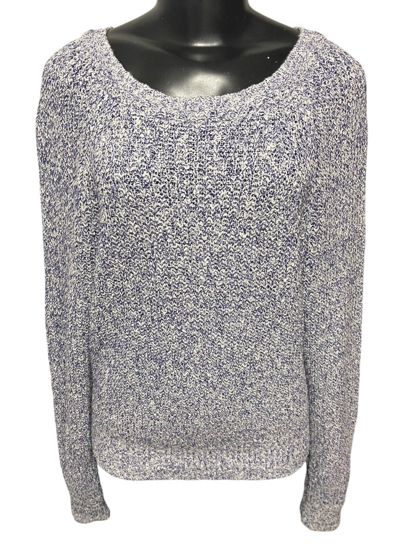 Medium Free People Womens Marled Knit Sweater Purple White