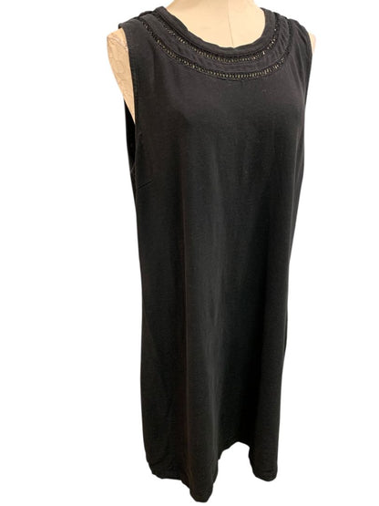 XL Talbots Shift Dress Sleeveless Black Knit Cotton
