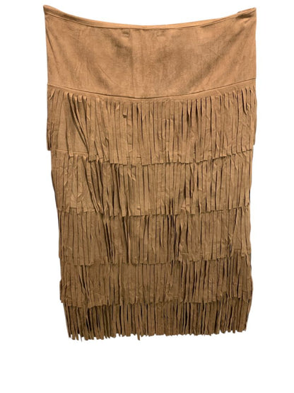Size 3X Back in the Saddle Brown Fringed Midi Skirt Faux Suede Western