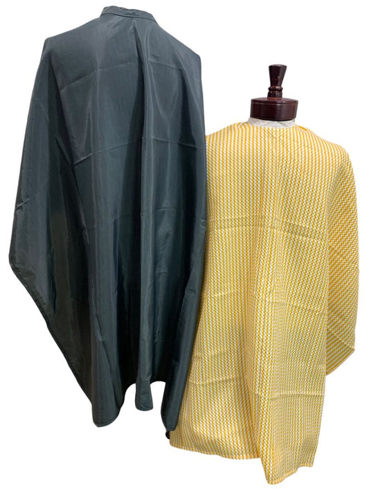 Lot of 2 Hair Styling Capes Seersucker Yellow White Gray Barber Salon