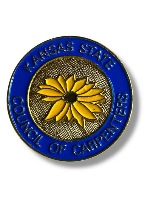 Vintage Kansas State Lapel Pin Council of Carpenters 1" Flower