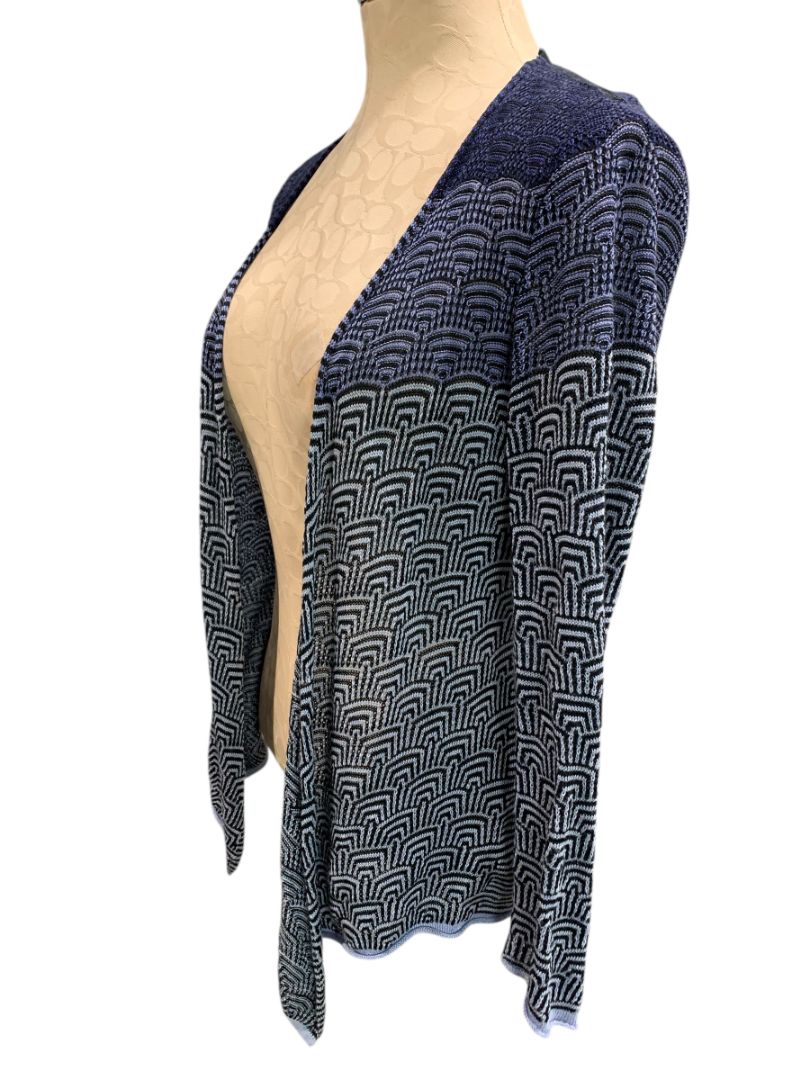 Small Nic+Zoe Womens Summer Knit Blue Open Cardigan Linen Blend