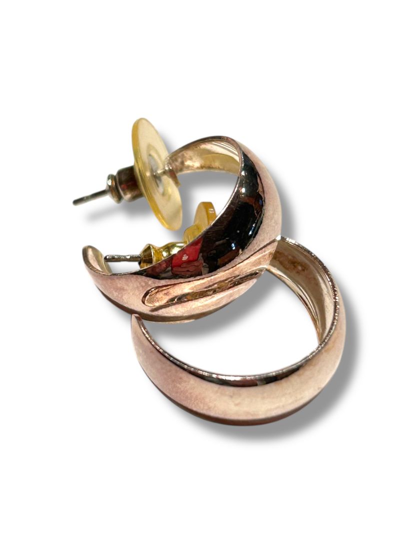 Silvertone Post Pierced Earrings Hoop .75" Diameter