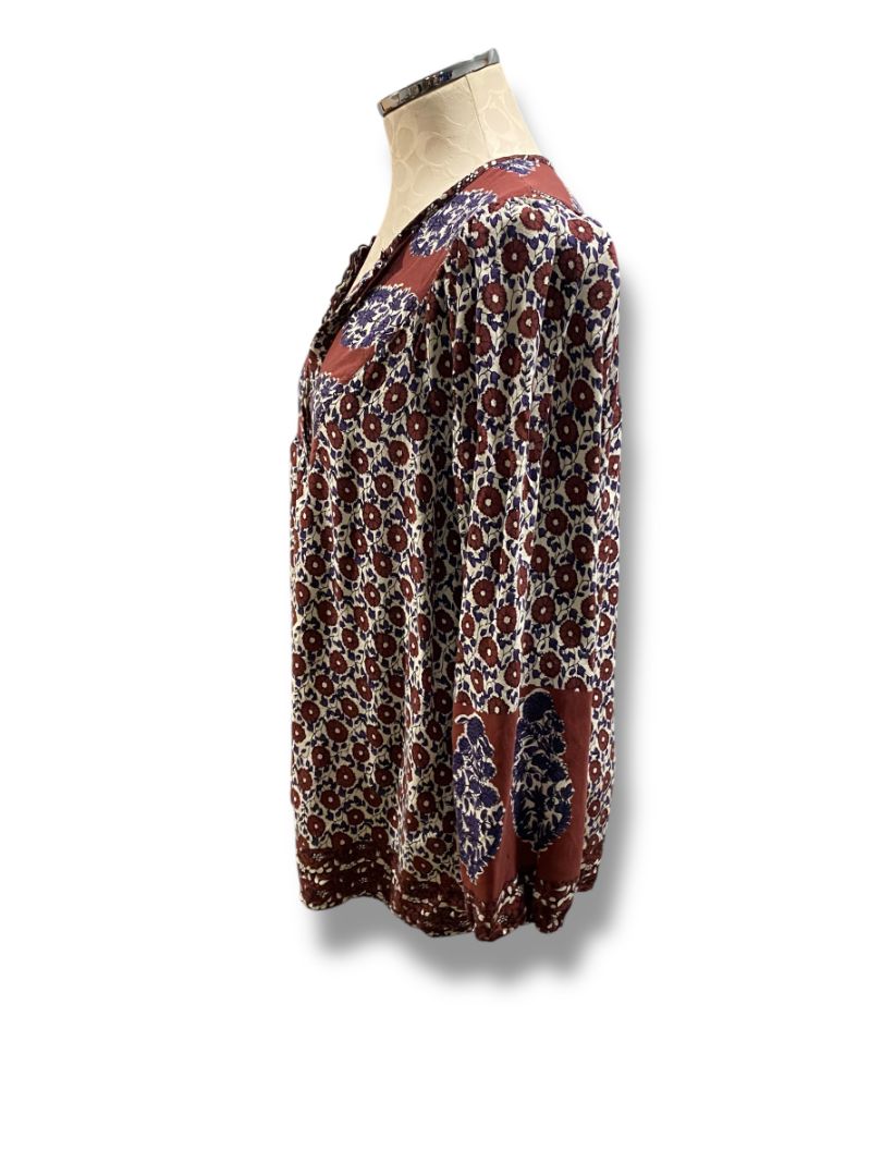 Size Large Lucky Brand Womens Pullover Boho Blouse Soft Rayon