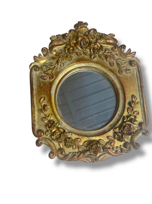 Small Wall Hanging Accent Mirror Shabby Chic Resin 5.25"h x 4.75"w