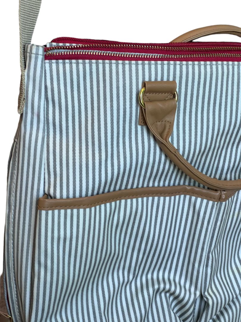 Skip Hop Diaper Bag Iconic Duo Signature Tote with Changing Pad & Stroller Attachement in French Stripe Pattern