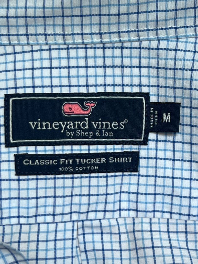 Size Medium Vineyard Vines Blue Check Classic Fit Tucker Shirt Long Sleeve