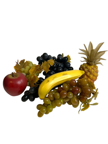 1960s Rubber and Plastic Fruit Decor Grapes Apple Pineapple Banana