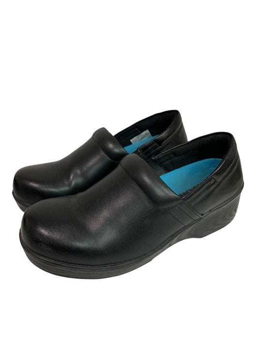 7.5W Dr Scholls Work Womens Clogs Black Leather Wide Dynamo