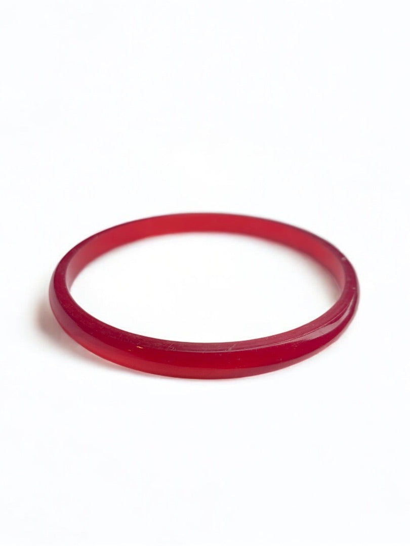 Vintage Red Acrylic Bangle Bracelet 2.6" Thin .2"