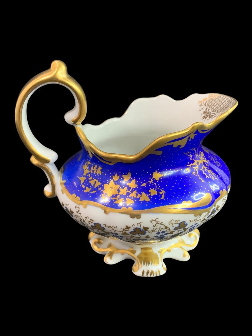 1980s Frankin Mint Fine Porcelain Creamer Collection Blue Gold 4 Inch