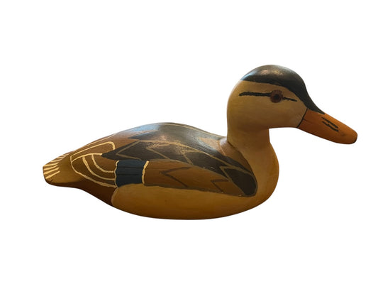 Vintage Mallard Hen Wooden Painted Duck Decorative 10.5 Inches