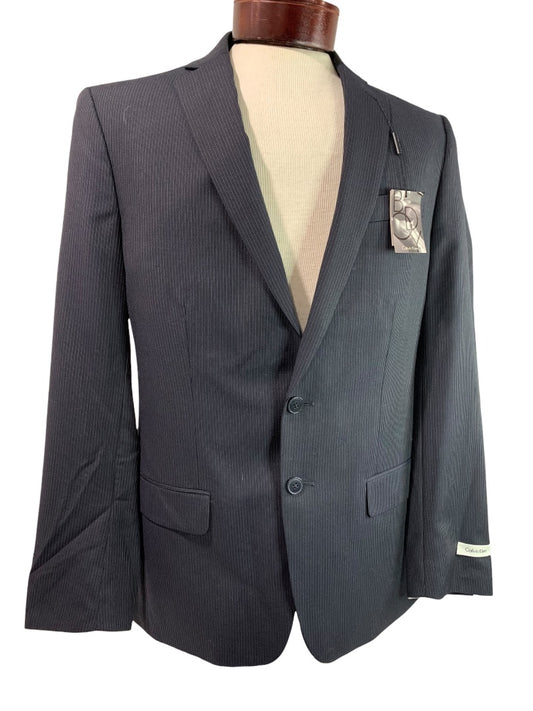 40R Calvin Klein Mens Slim Fit New Sport Coat Jacket Navy Blue Pinstripe Wool