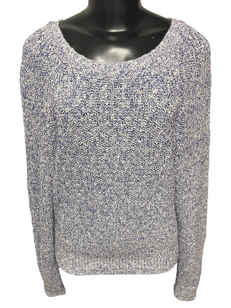 Medium Free People Womens Marled Knit Sweater Purple White