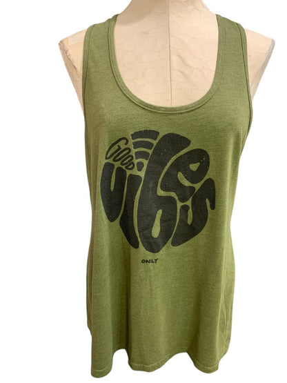 XXL Soul Flower Womens Olive Green Tank Top Good Vibes
