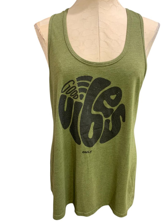 XXL Soul Flower Womens Olive Green Tank Top Good Vibes