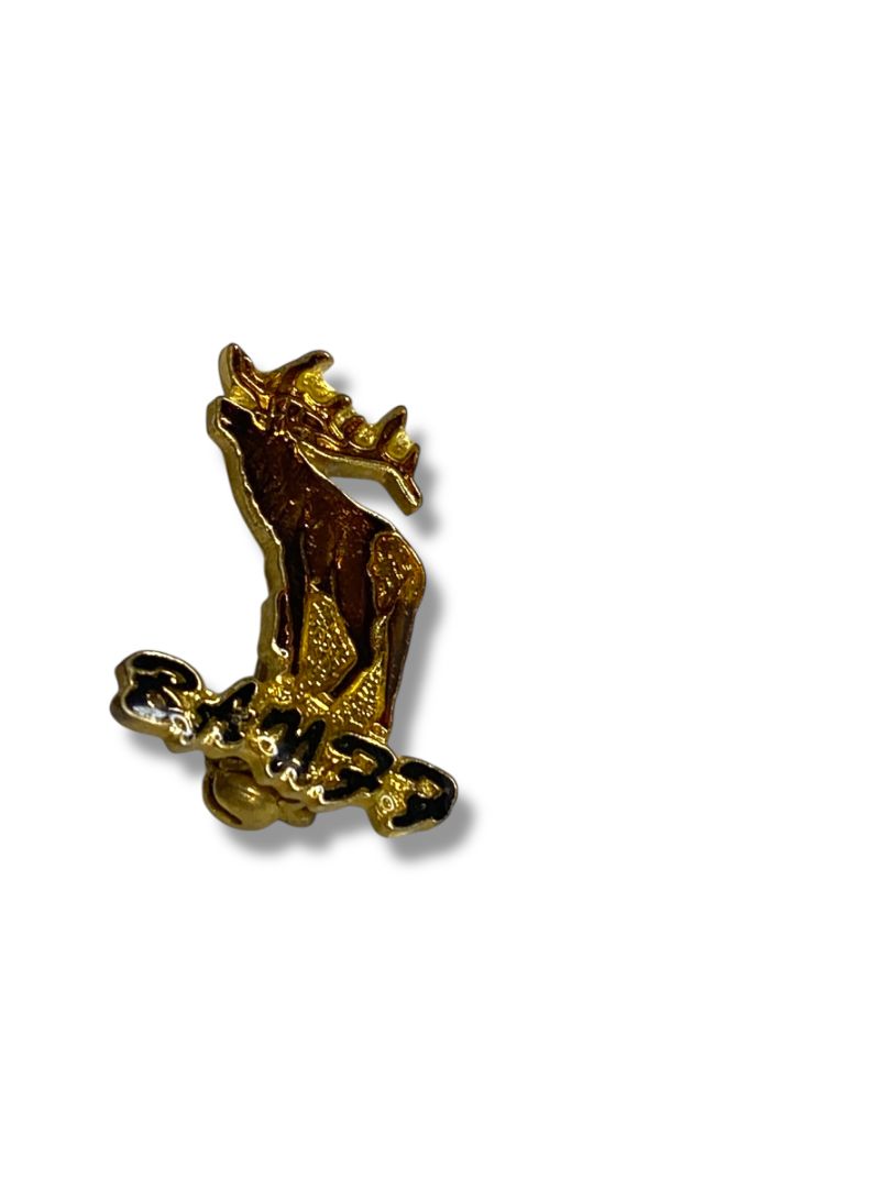 Vintage Banff Canada Resin Moose Elk Lapel Pin 1" Goldtone
