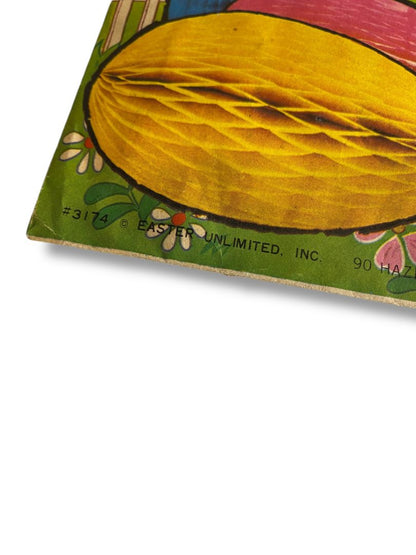 Vintage Party Eggs 6" 3 Large Honeycomb Hanging Lavender Blue Yellow New Old Stock