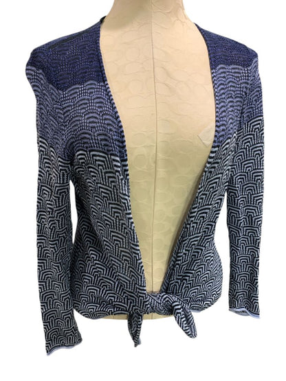 Small Nic+Zoe Womens Summer Knit Blue Open Cardigan Linen Blend